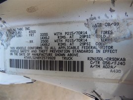 2000 Toyota Tacoma SR5 White Extended Cab 2.4L AT 2WD #Z24729